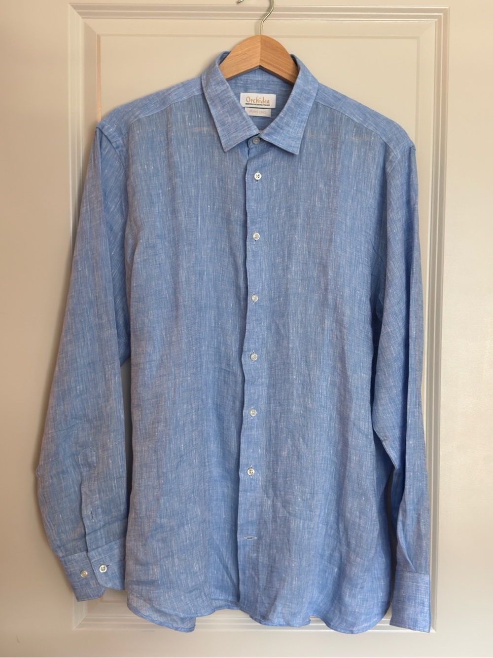 Men's Burano Light Blue Linen Button-Up Shirt